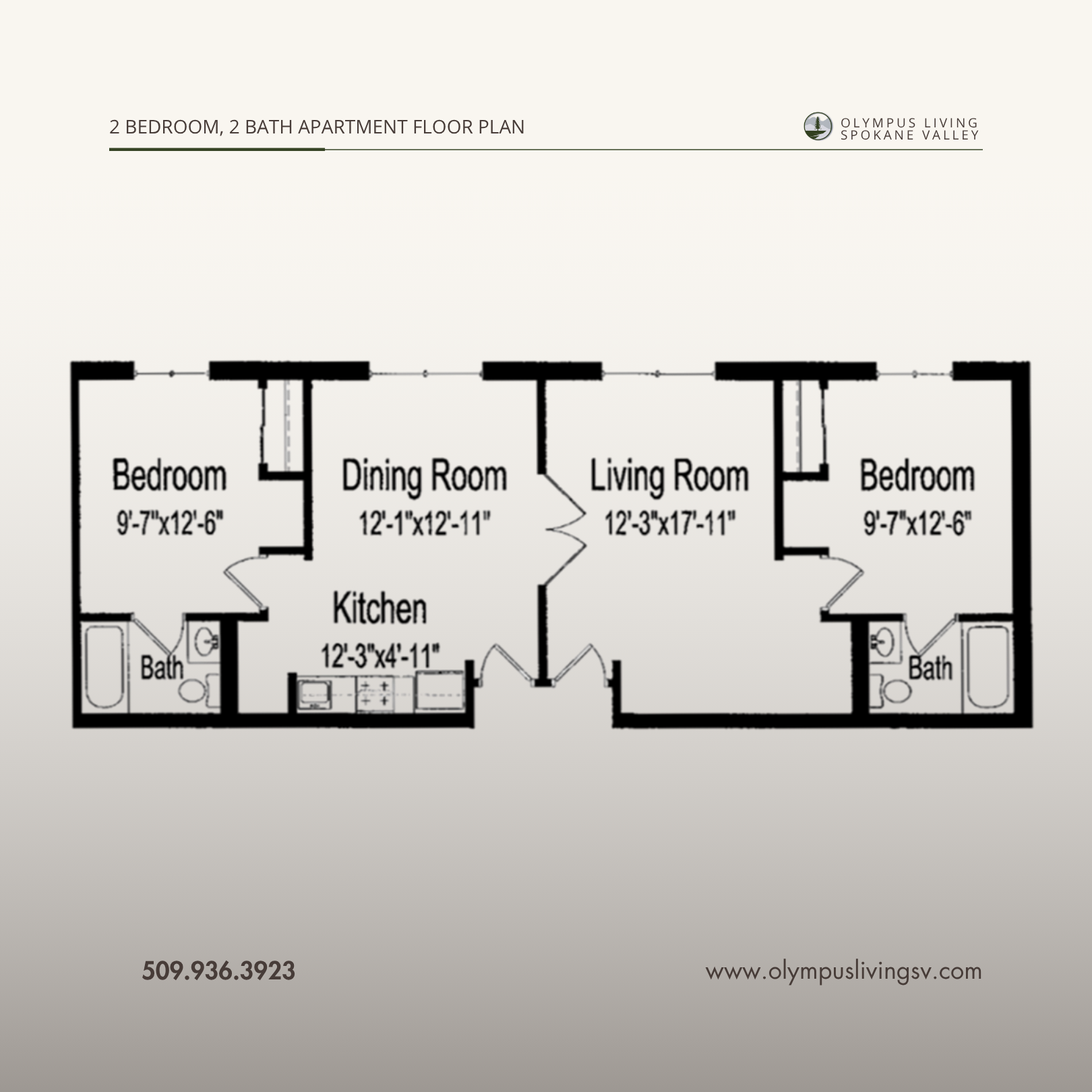 2 bedroom 2 bath apt