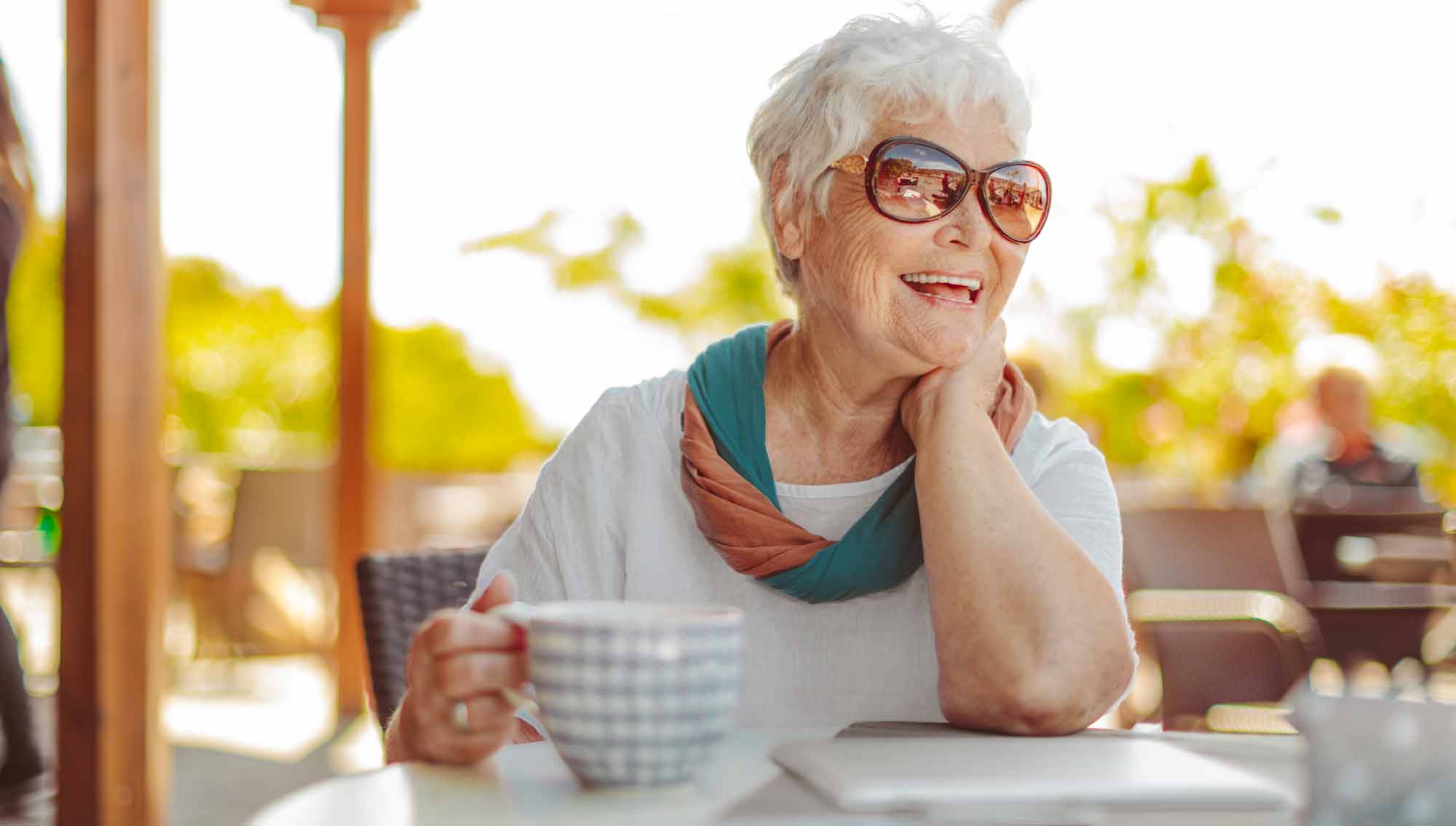 Retired-Woman-Enjoying-Coffee